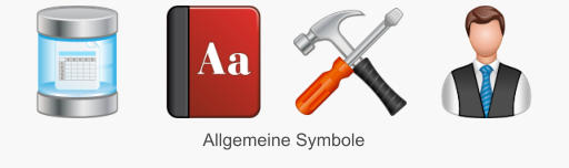 Icon Set Allgemeine Symbole im klassischen Grafikstil